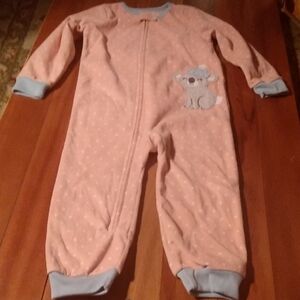 Carter's 3T Girls Fleece Sleeper Pajama with Koala Bear & Pink/White Polka Dots